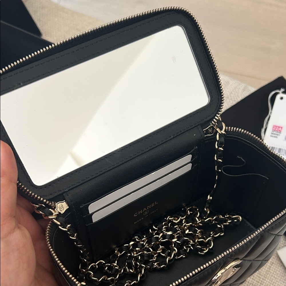 CHANEL Black Quilted Leather Mini Vanity Bag with Gold Hardware - Picture 5 of 6